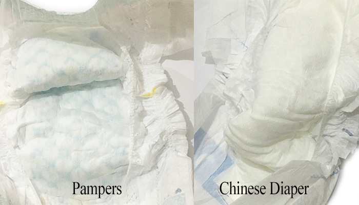 Comparison of Pampers and Chinese diaper
